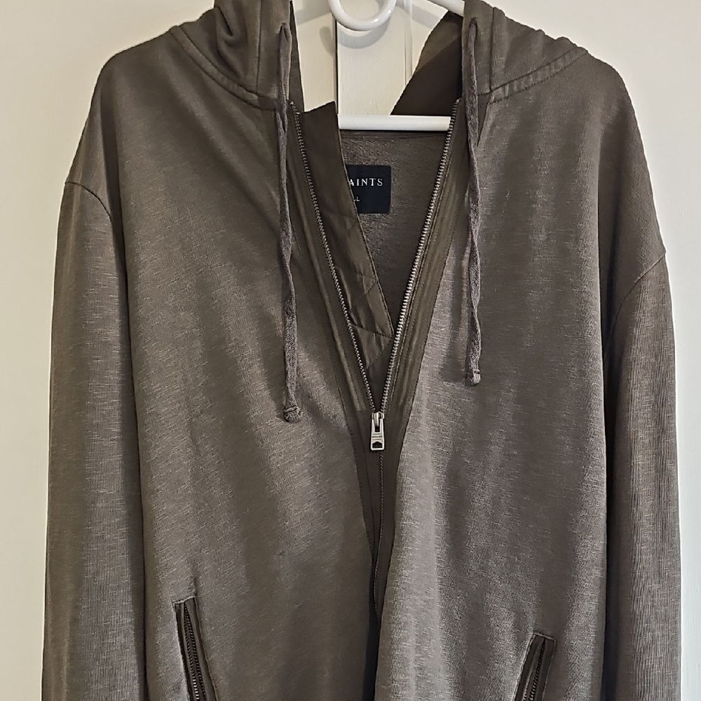All Saints Men's Zip-Up Sweater in Green